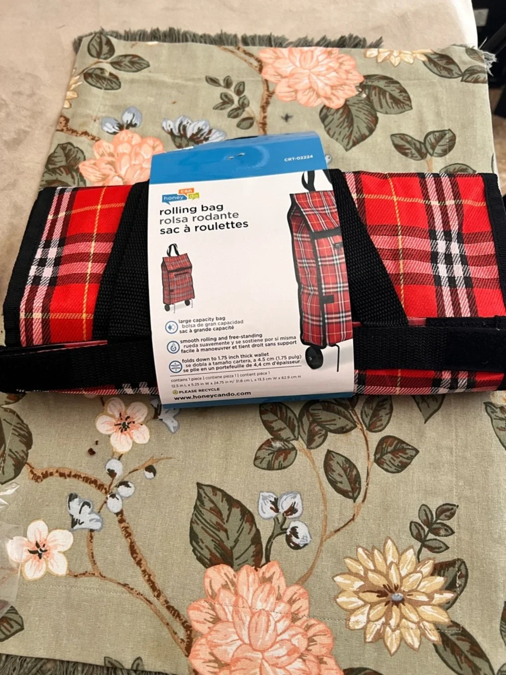 Red Plaid Rolling Bag - Honey-Can-Do